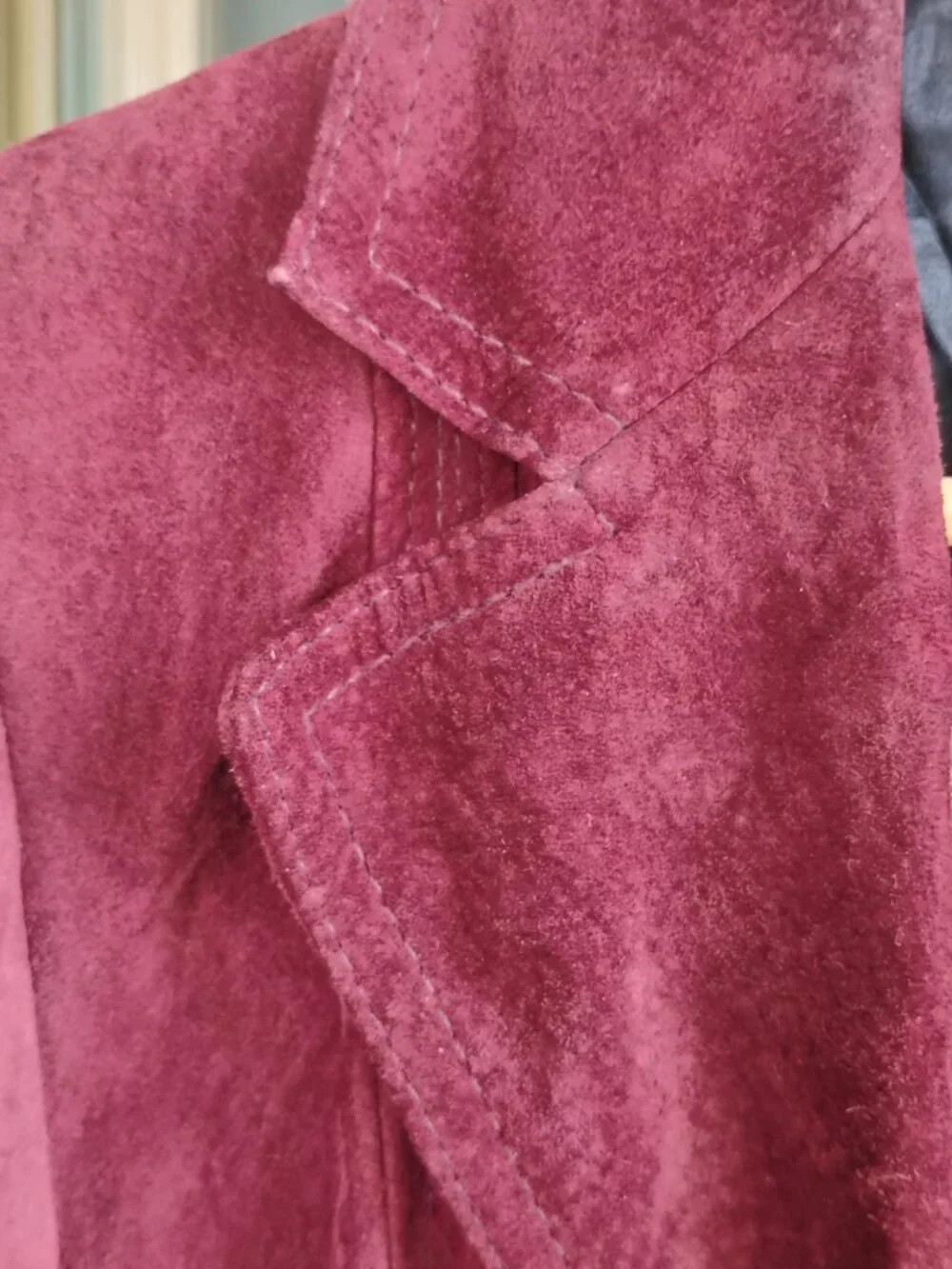 Marquis of London Women’s Vintage Suede Burgundy Long Jacket Size 6-8 - Picture 5 of 14